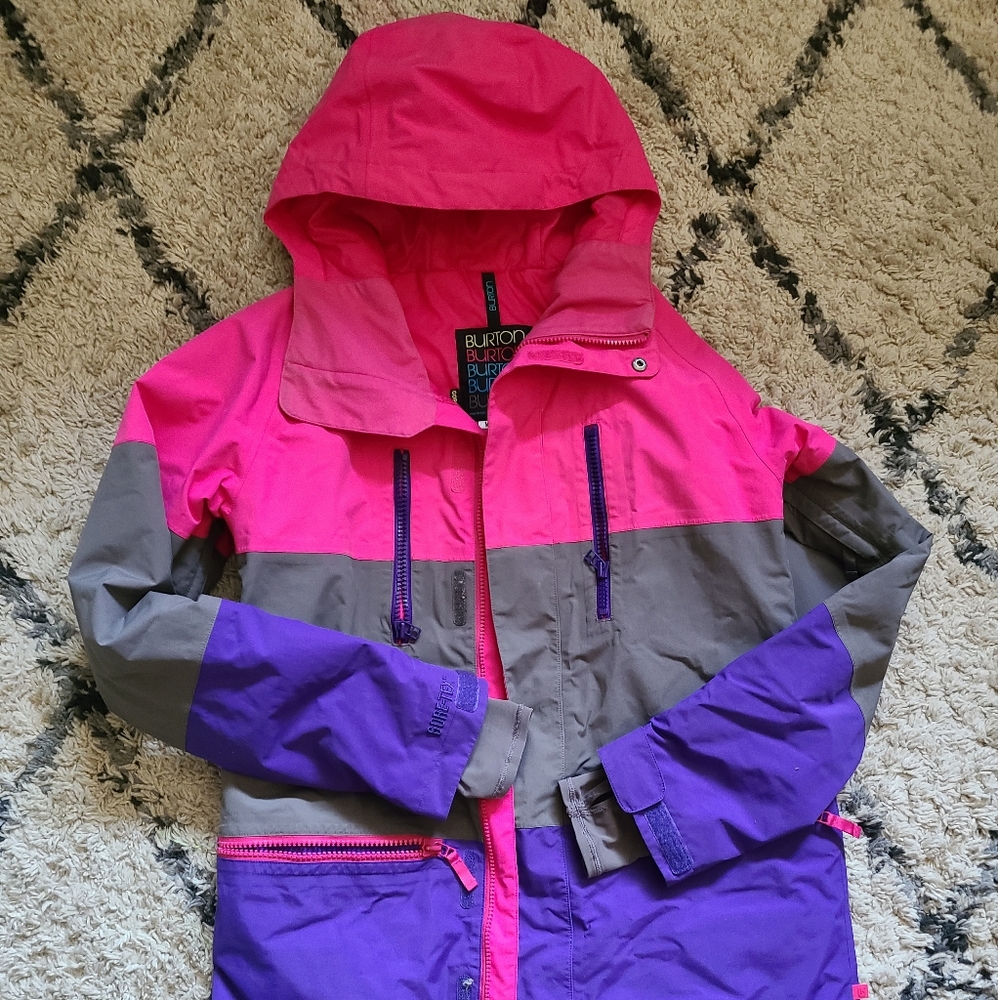 Burton Colorblock Ski Jacket in Hot Pink, Purple, Gray